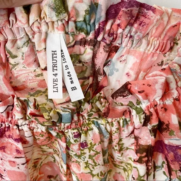 NWT Live 4 Truth Floral Boho Hippie Bell Sleeves Cropped Off Shoulder Flowy XS - Picture 14 of 15